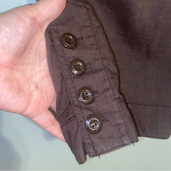 The Limited Cassidy Fit Brown Linen Drawstring Waist Crop Length Size 12 Pants - Picture 7 of 9